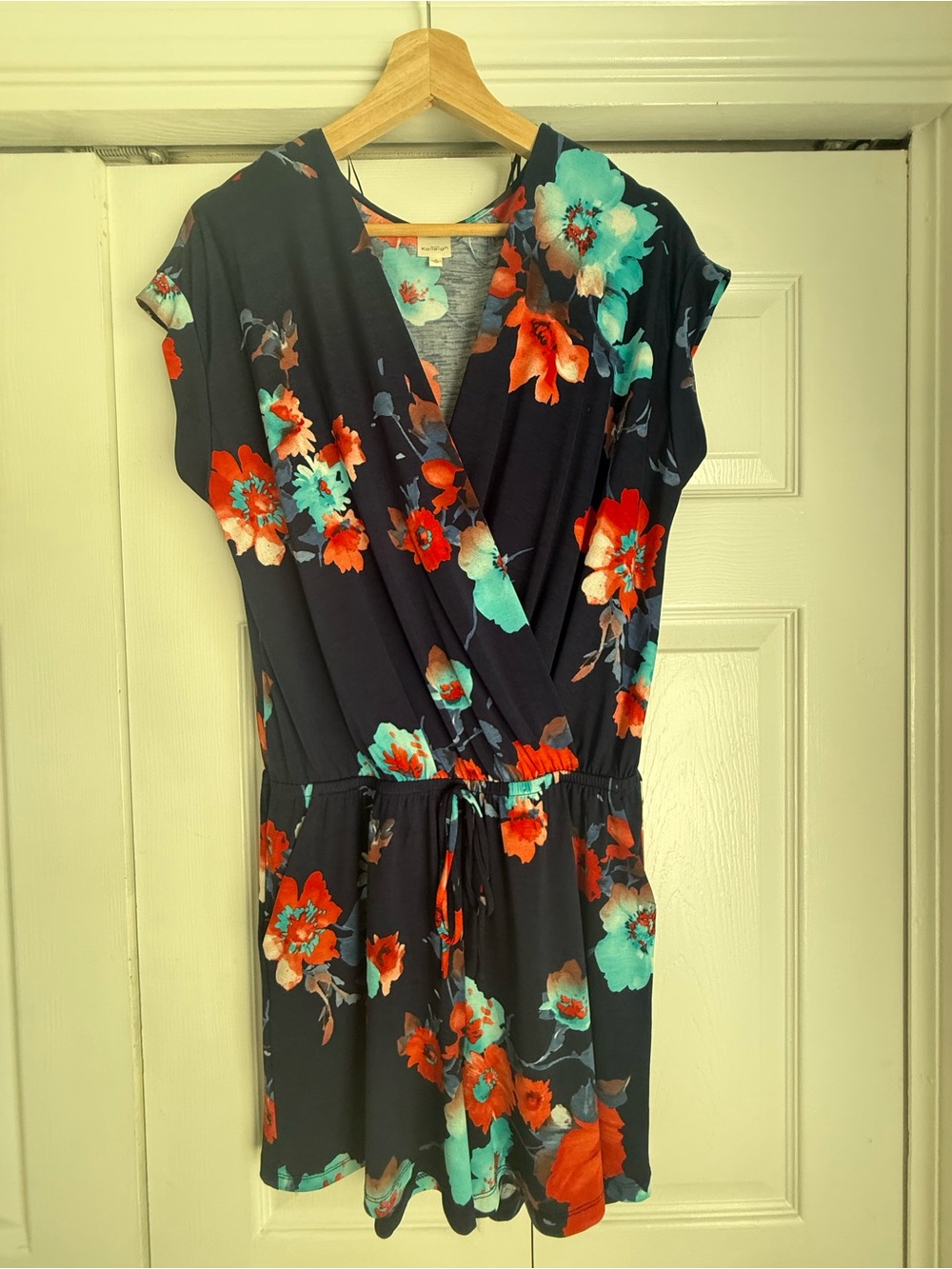 Kaileigh Romper with Teal & Coral Floral Print